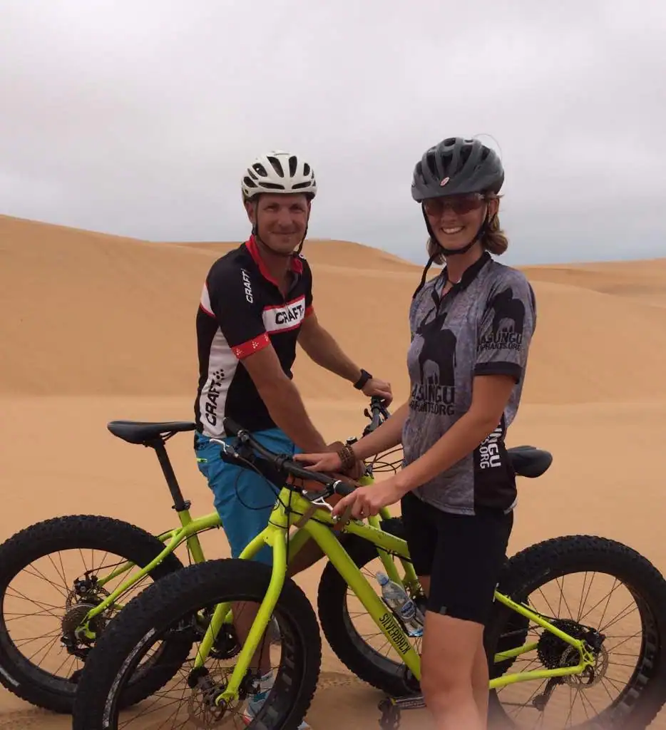 Me and a friend with fat bikes in the dunes