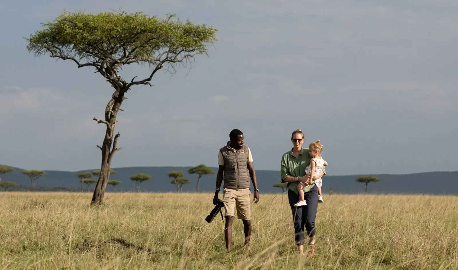 Me and my daughter on a walk in the Maasai Mara