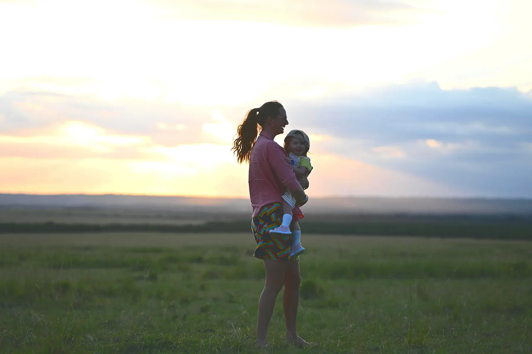 Natasha and her daughter at sunset in the Maasai Mara